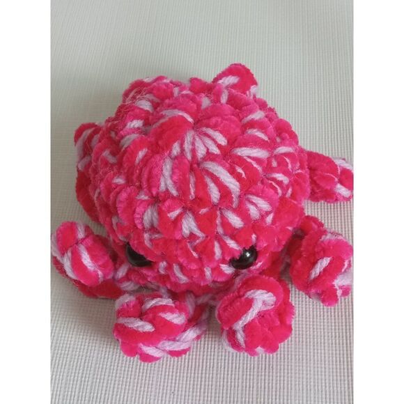 Handmade Small Pink & Purple Soft Plush Mini Amigurumi Stuffed Crochet Octopus - Picture 6 of 8